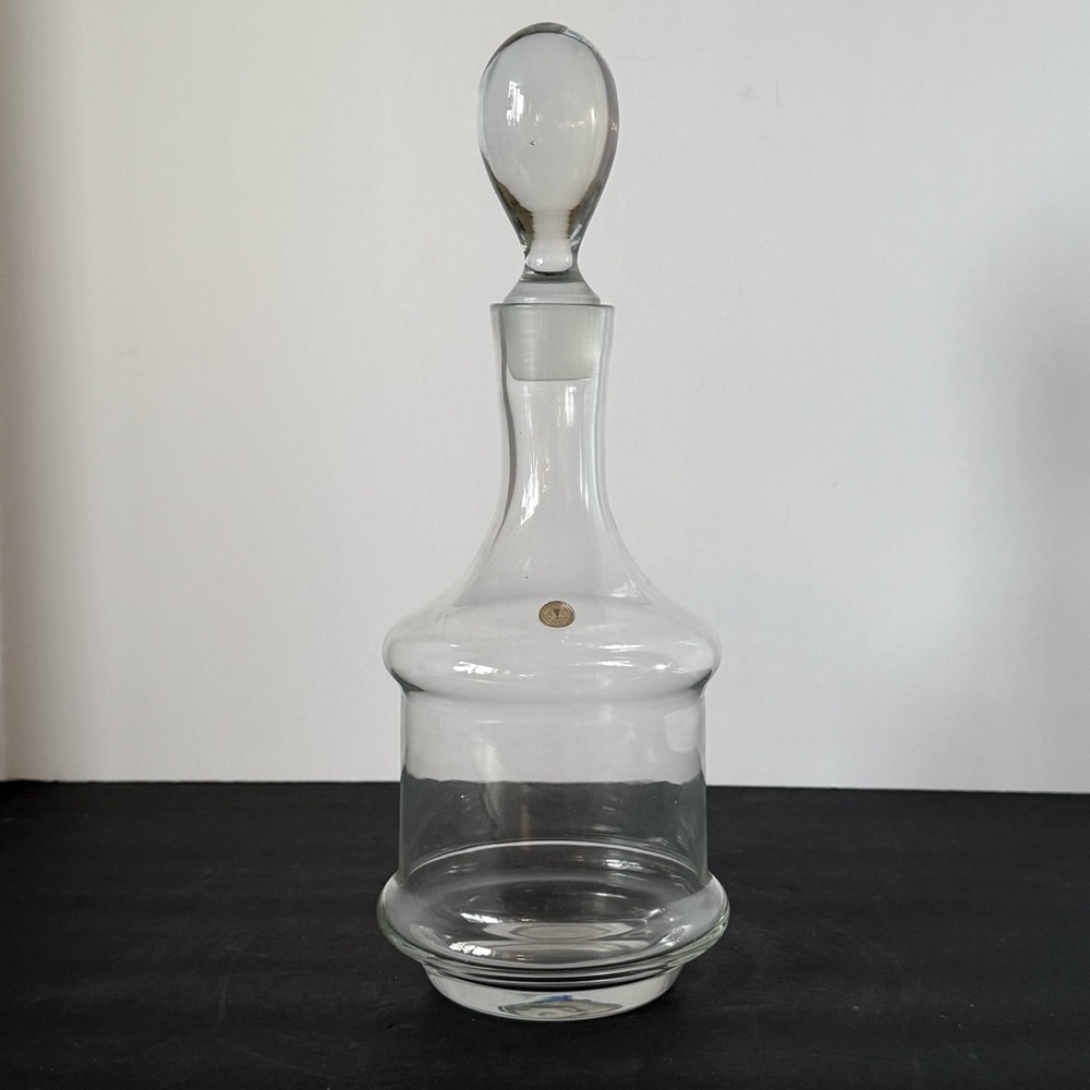 Vintage Hand Blown Romanian Crystal Decanter with Teardrop Stopper